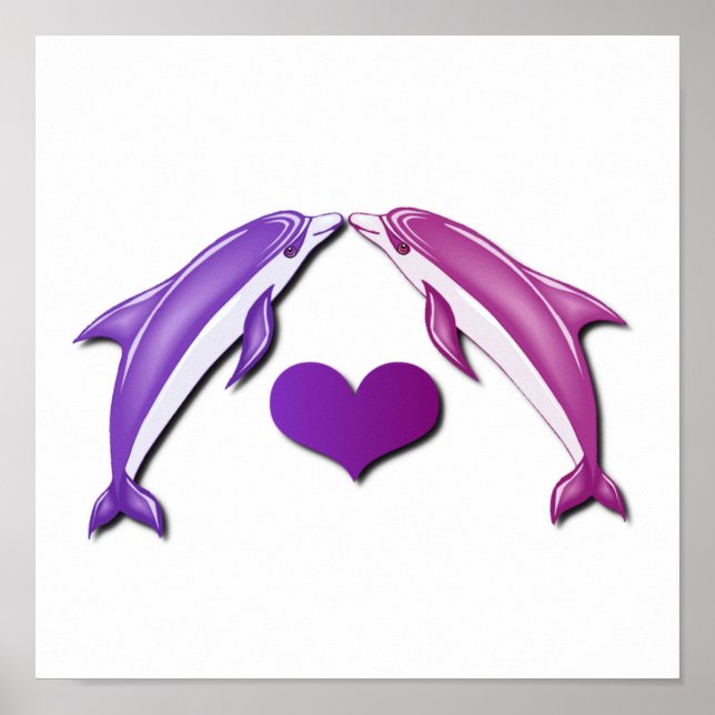 Kissing Dolphins Poster Print (Front)