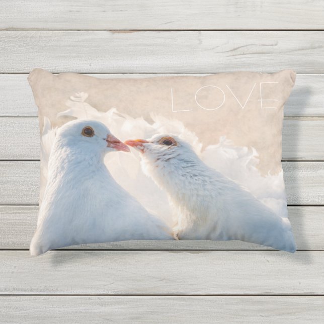 Kissing Doves Love customizable Outdoor Pillow (Front)