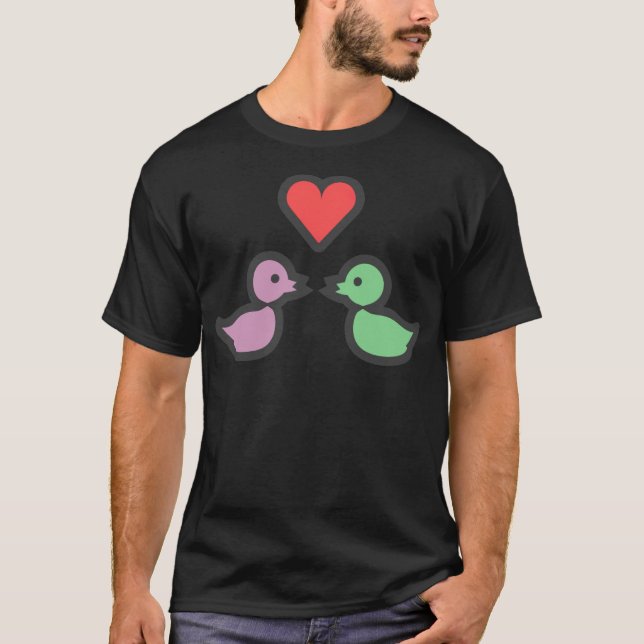 Kissing Ducks Cute Valentines Day Love Gift animal T-Shirt (Front)