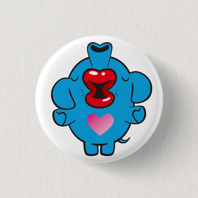 kissing elephant pinback button (Front)