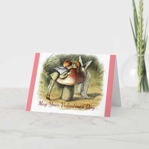 Kissing Elf And Fairy Holiday Card