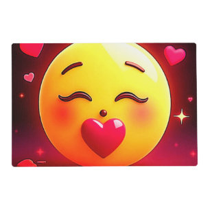 Kissing Emoji Blowing Hearts Placemat