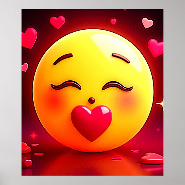 Kissing Emoji Blowing Hearts Poster (Front)