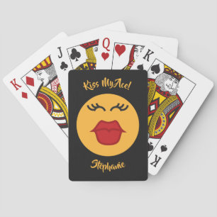 Kissing Emoticon custom text playing cards