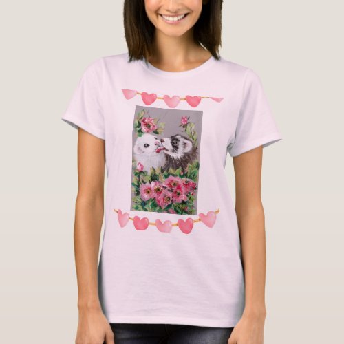 Kissing ferrets LOVEValentine T_Shirt