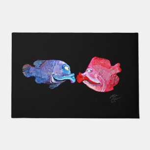 "Kissing Fish" Art by Mike Quinn Doormat