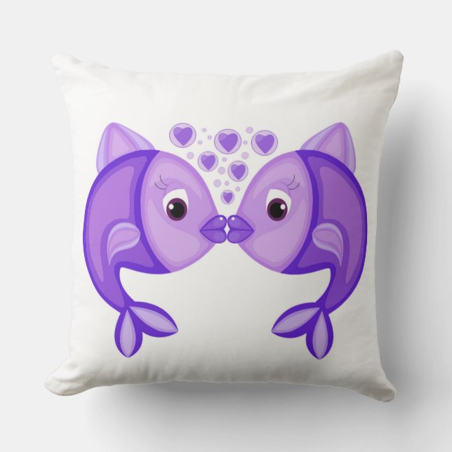 KISSING FISH THROW PILLOW (Front)