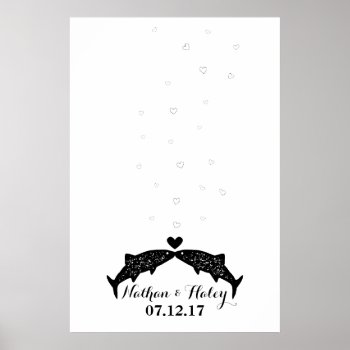 Kissing Fish Thumbprint Bubbles Wedding Guest Book by INAVstudio at Zazzle