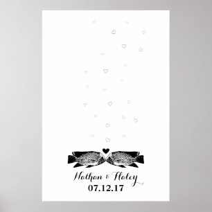 Kissing Fish Thumbprint Bubbles Wedding Guest Book