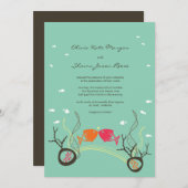 Kissing Fishes Corals Beach Whimsical Cute Wedding Invitation (Front/Back)