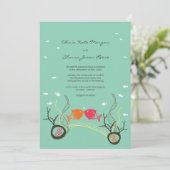 Kissing Fishes Corals Beach Whimsical Cute Wedding Invitation (Standing Front)