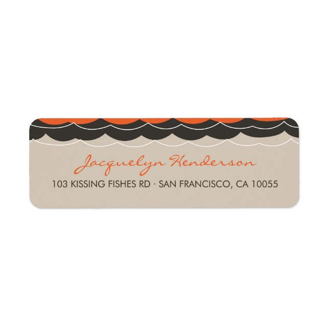 Kissing Fishes Corals Beach Whimsical Cute Wedding Label (Front)