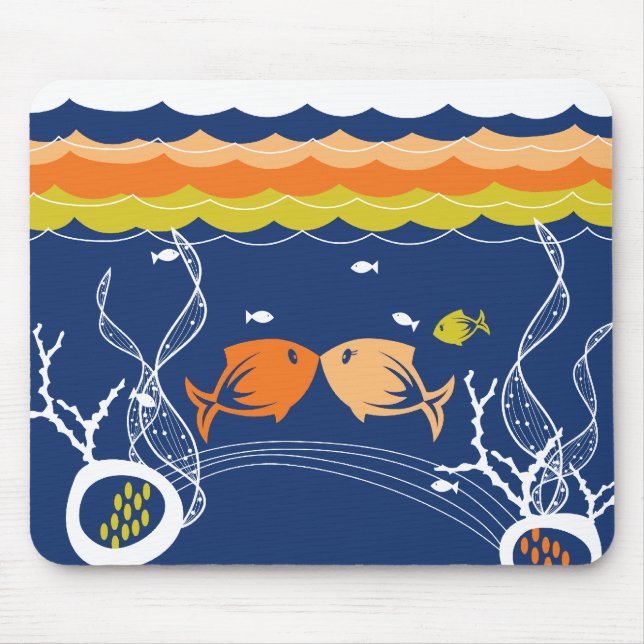 Kissing Fishes Corals Seaweeds Underwater Sea Mouse Pad (Front)