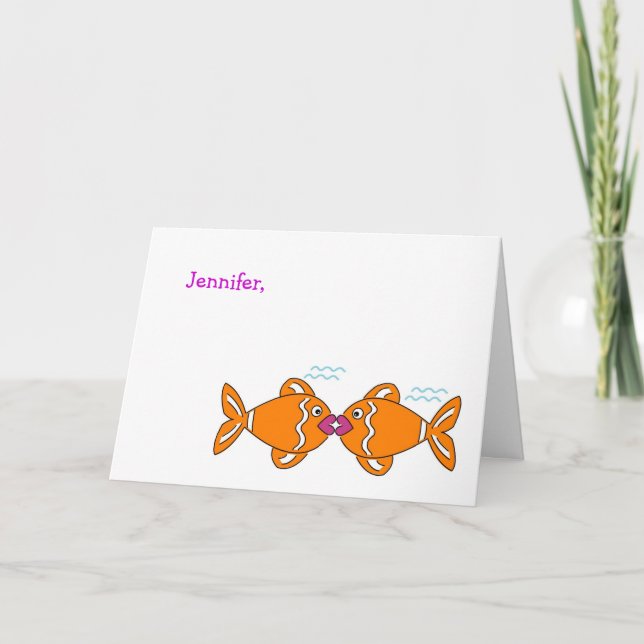 Kissing fishes Valentine Love Card (Front)
