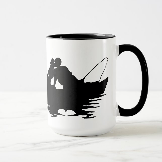 Kissing Fishing Couple Silhouette Mug  Customize! (Right)