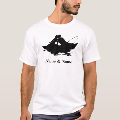 Kissing Fishing Couple Silhouette T_shirt