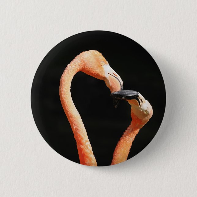 Kissing flamingos button (Front)