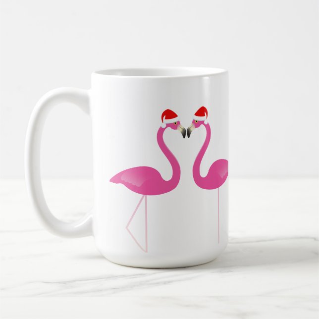 Kissing Flamingos Holiday Mug (Left)