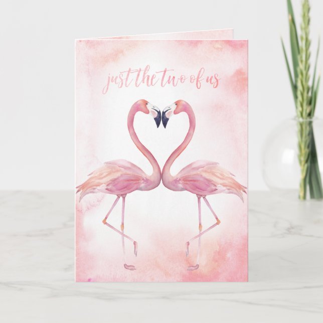 Kissing Flamingos | Just The Two Of Us Valentine Card (Front)