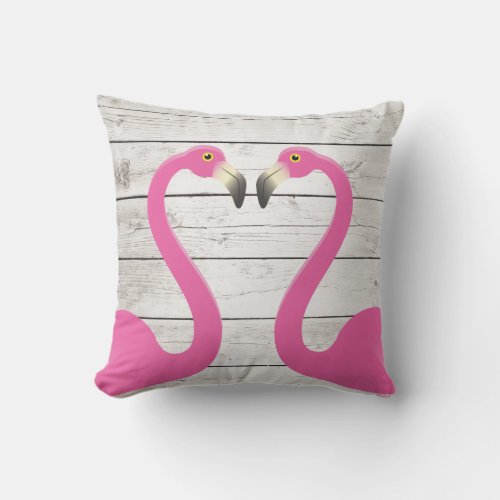 Kissing Flamingos Outdoor Pillow