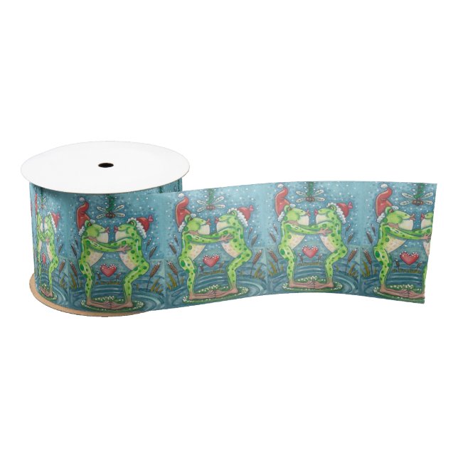 KISSING FROG MISTLETOE, CHRISTMAS GIFTWRAP RIBBON (Spool)