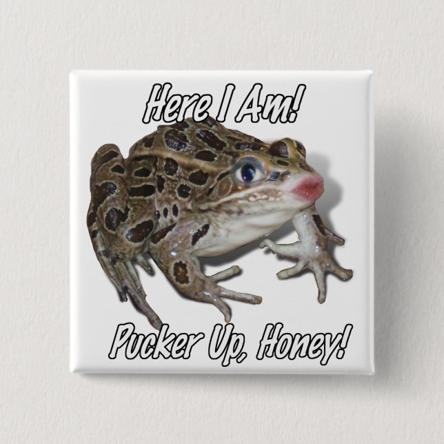Kissing Frog - Pucker Up, Honey! Pinback Button (Front)