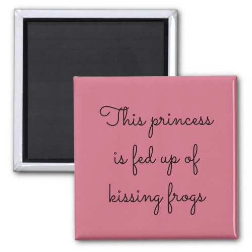 Kissing Frogs Fairy Tale Typography Black and Pink Magnet