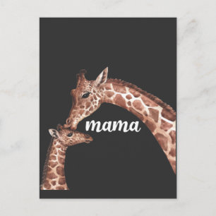 Kissing Giraffe Mama and Child Bond Postcard