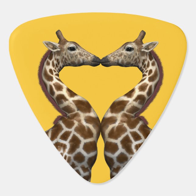 Kissing Giraffes Guitar Pick (Back)