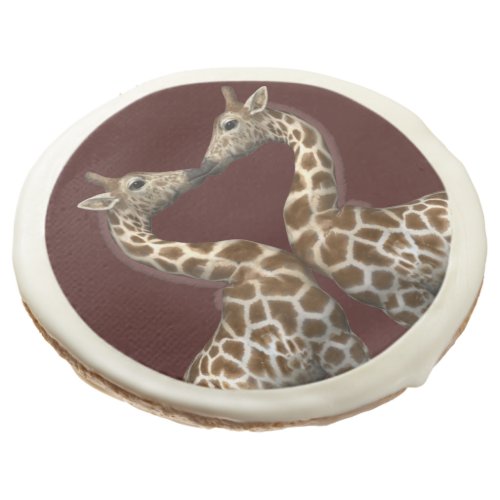 Kissing Giraffes Sugar Cookie