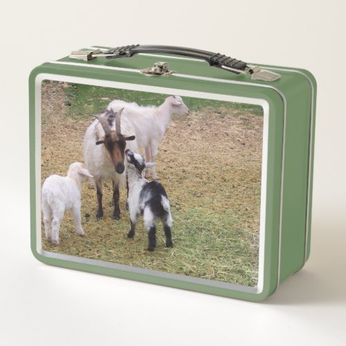 Kissing Goat Kids Metal Lunch Box