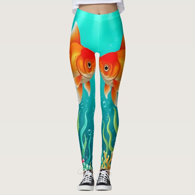 Kissing Goldfish fantasy Leggings (Front)