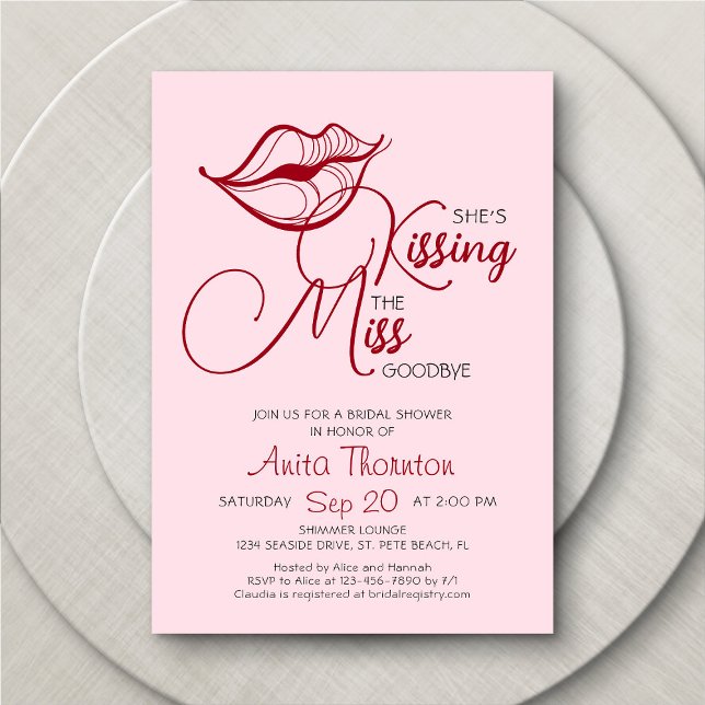 Kissing Goodbye Bridal Shower Invitation (Creator Uploaded)