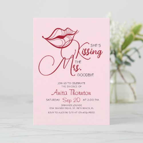 Kissing Goodbye Divorce Party Invitation