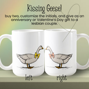 Kissing Goose Custom Initials Lesbian Couple Coffee Mug