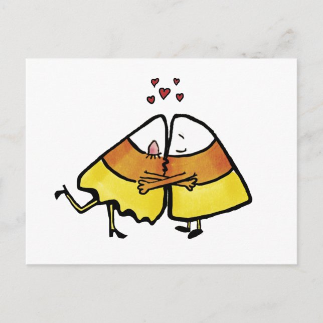 Kissing Halloween Candy Cones Postcard (Front)