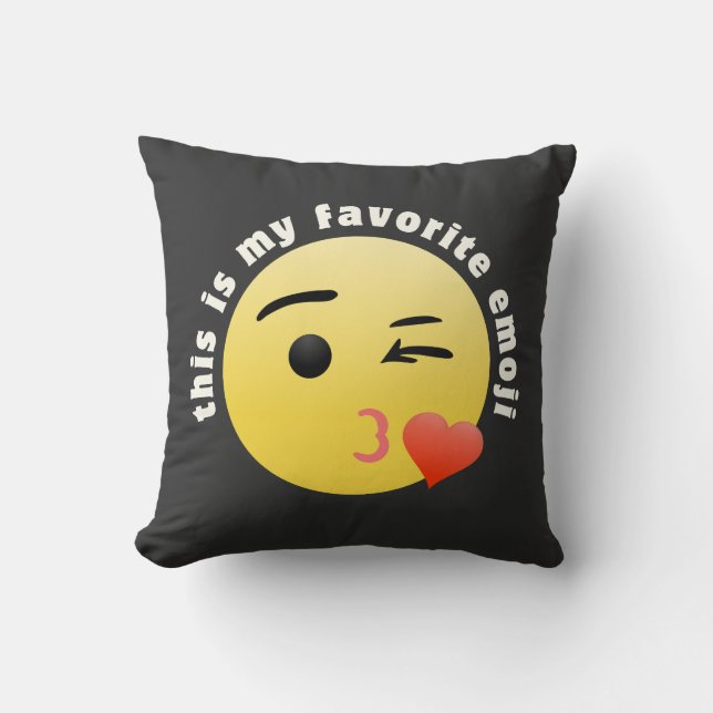 Kissing Heart Emoji Throw Pillow (Front)