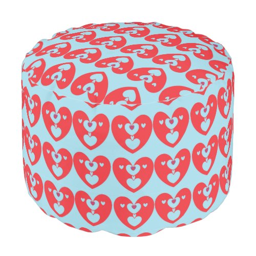 Kissing Hearts round pouf