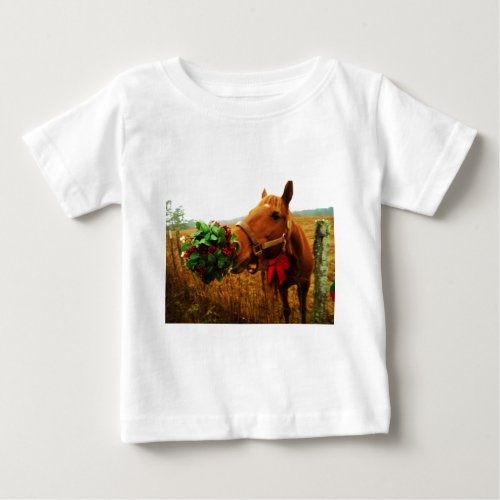 Kissing Horse under Mistletoe Baby T_Shirt