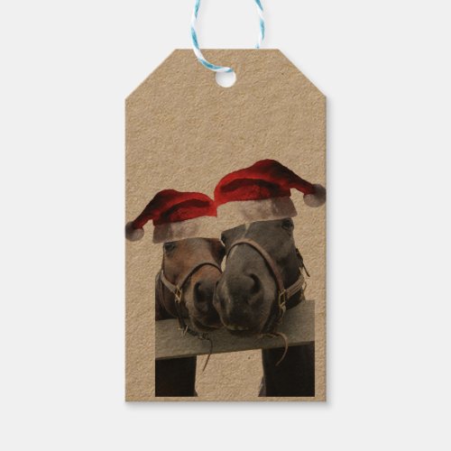 Kissing Horses Santa Claus Gift Tags