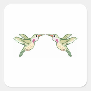 Kissing Hummingbirds Square Sticker