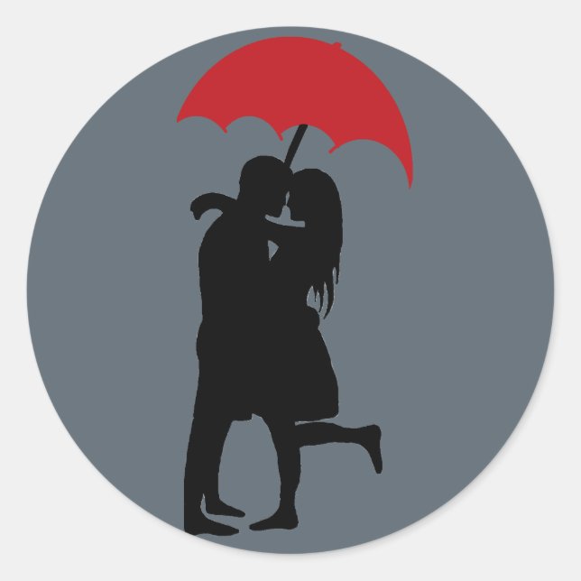Kissing in the Rain Classic Round Sticker (Front)