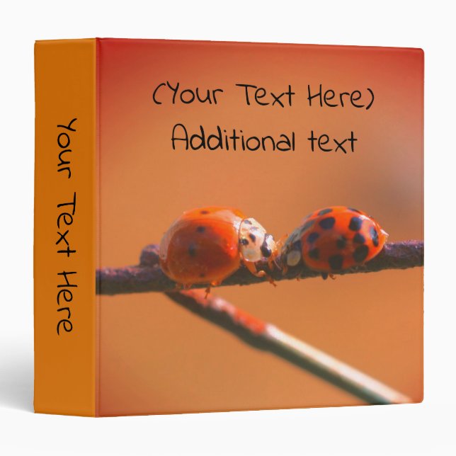 Kissing Ladybugs Nature Personalized 3 Ring Binder (Front/Spine)