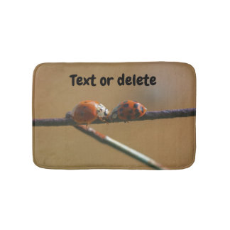 Kissing Ladybugs On A Wire Fence Personalized Bath Mat