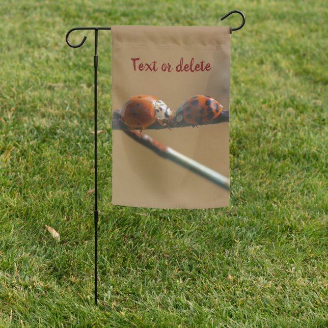 Kissing Ladybugs On A Wire Fence Personalized Garden Flag (In SItu)