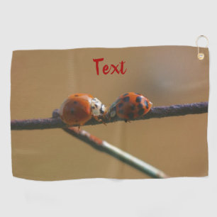 Kissing Ladybugs On A Wire Fence Personalized Golf Towel