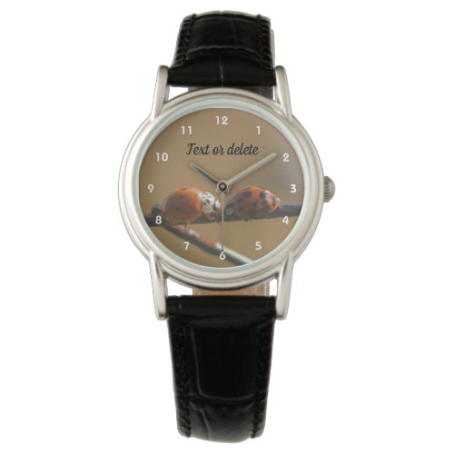 Kissing Ladybugs On A Wire Fence Personalized  Watch