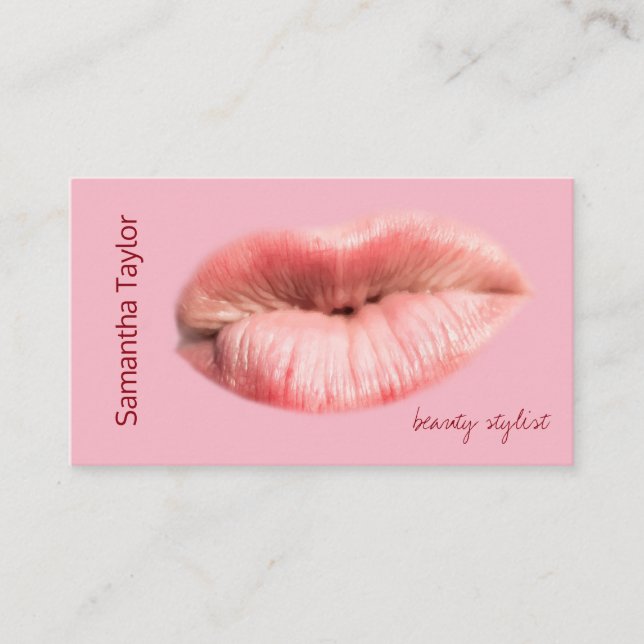 Kissing lips beauty stylist customizable business card (Front)