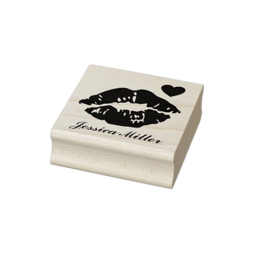 Kissing Lips Custom Name  Rubber Stamp