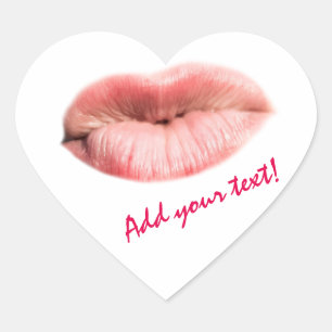Kissing lips customizable heart sticker